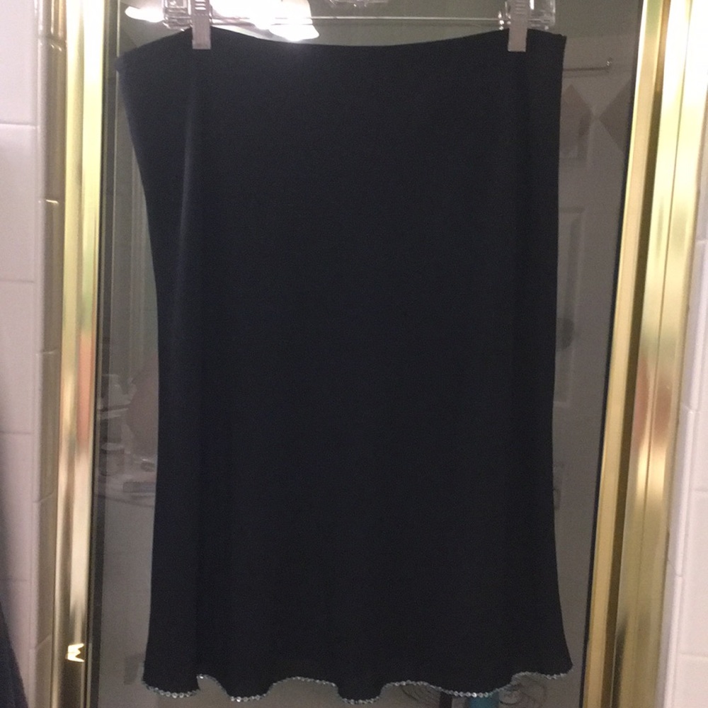 Black silk skirt with beading at seam